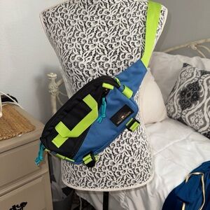 Vibrant Blue & green crossbody Fanny pak hiking Belt Bag unisex